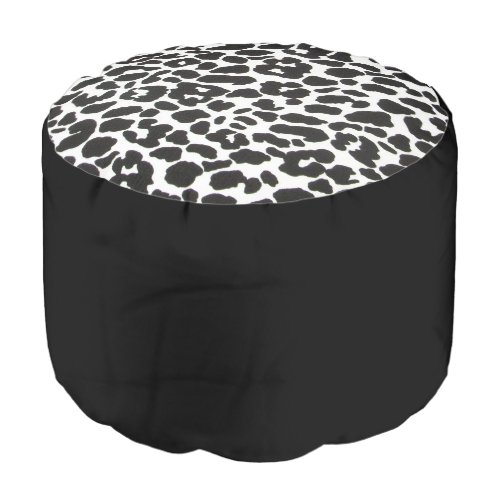 Black  White Leopard Ottoman Pouf