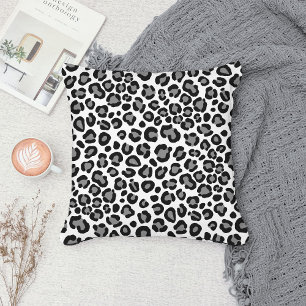 Black & White Leopard Pattern Girly Cheetah Print Throw Pillow