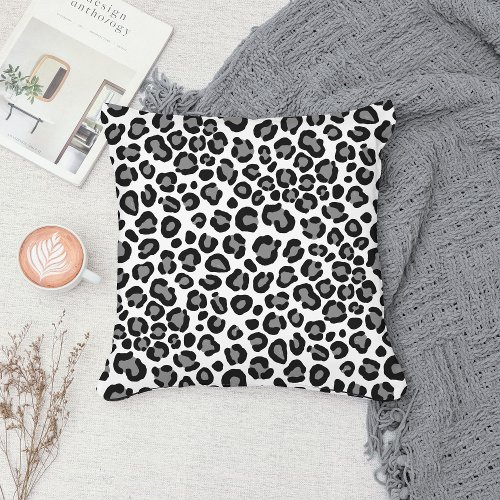  Black  White Leopard Pattern Girly Cheetah Print Throw Pillow