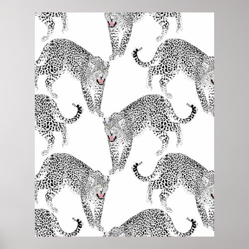 Black White Leopard Poster