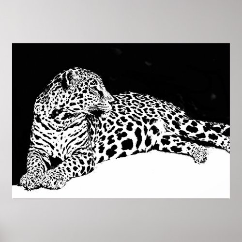 Black White Leopard Poster Pop Art Wild Animal