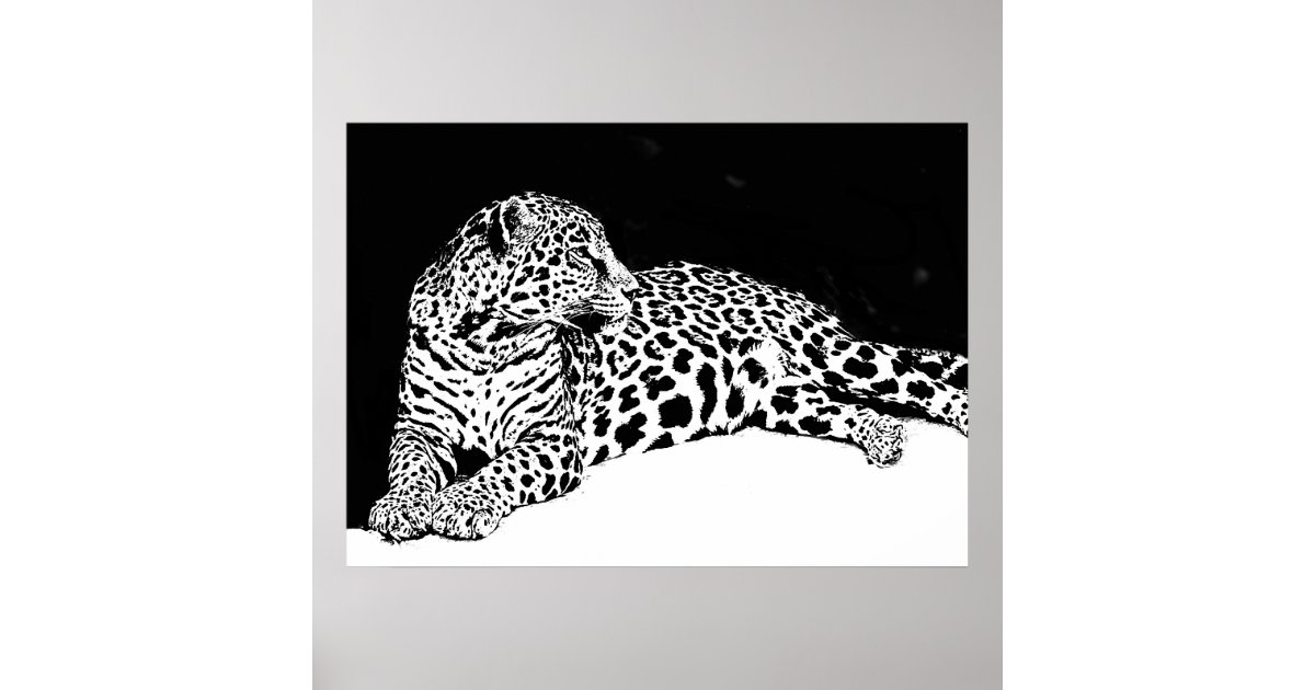Black White Leopard Poster Pop Art Wild Animal | Zazzle.com