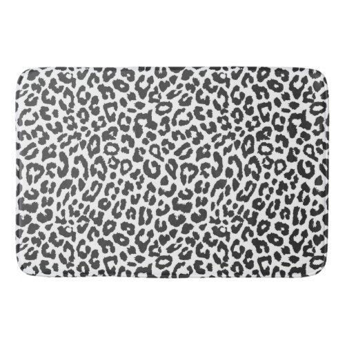 Black  White Leopard Print Animal Skin Patterns Bath Mat