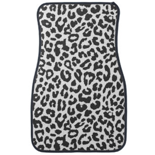 Black & White Leopard Print Animal Skin Patterns Car Floor Mat