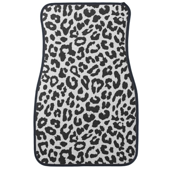 Black & White Leopard Print Animal Skin Patterns Car Floor Mat (Front)