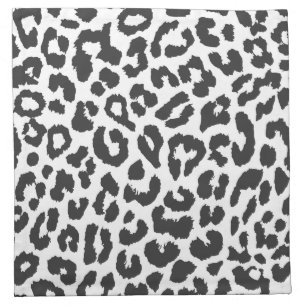 Black & White Leopard Print Animal Skin Patterns Cloth Napkin