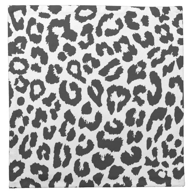 Black & White Leopard Print Animal Skin Patterns Cloth Napkin (Front)
