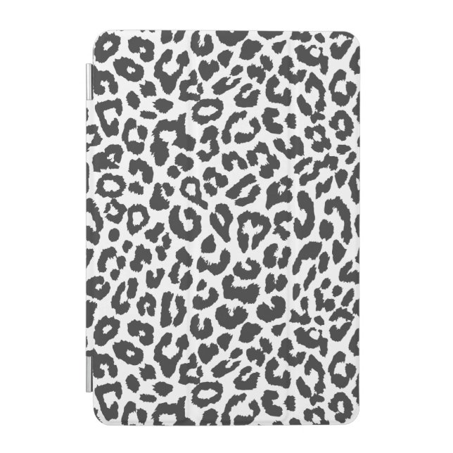 Black & White Leopard Print Animal Skin Patterns iPad Mini Cover (Front)
