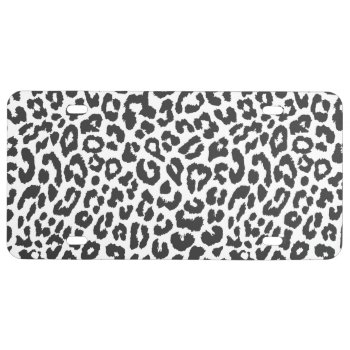 Black & White Leopard Print Animal Skin Patterns License Plate by allpattern at Zazzle