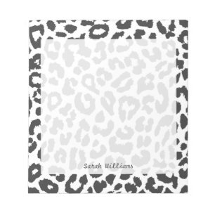 Black & White Leopard Print Animal Skin Patterns Notepad