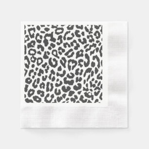 Black & White Leopard Print Animal Skin Patterns Paper Napkins