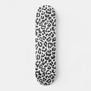 Black & White Leopard Print Animal Skin Patterns Skateboard Deck
