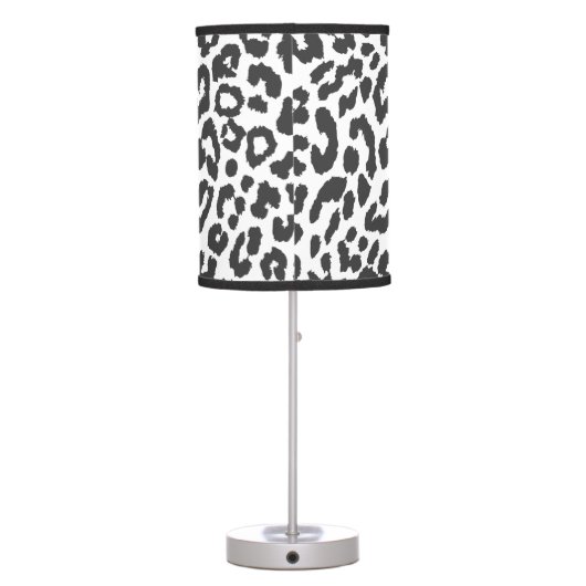 Black & White Leopard Print Animal Skin Patterns Table Lamp (Back)