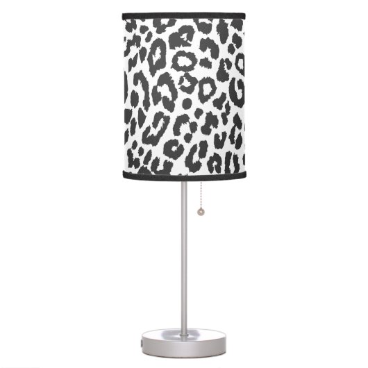 Black & White Leopard Print Animal Skin Patterns Table Lamp (Left)