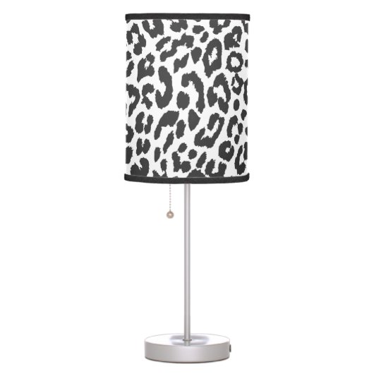 Black & White Leopard Print Animal Skin Patterns Table Lamp (Right)
