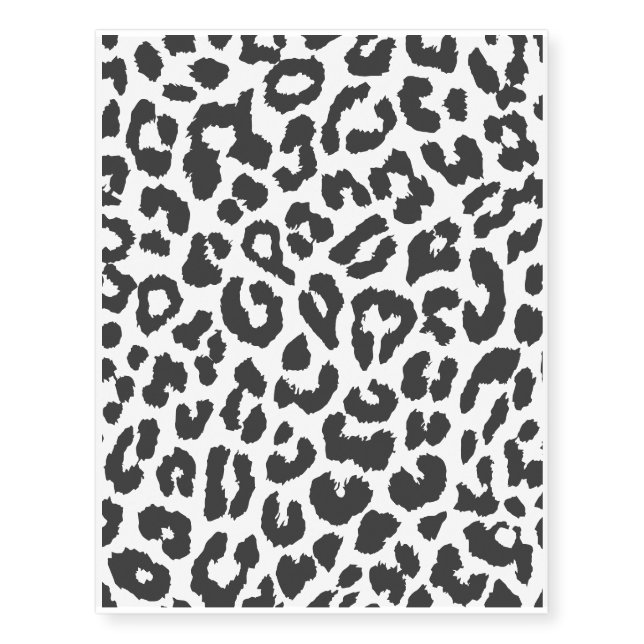 Black & White Leopard Print Animal Skin Patterns Temporary Tattoos (Front)