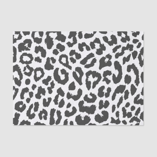 Black & White Leopard Print Animal Skin Patterns Tissue Paper (Front)