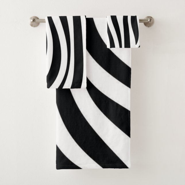 Black & White Leopard Print Bathroom Towel Sets (Insitu)