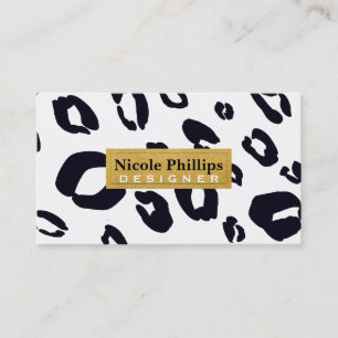 Black & White Leopard Print Cheetah Business Card