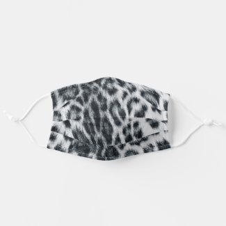 Black White Leopard Print Fur Cloth Face Mask