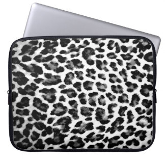 Black & White Leopard Print Laptop Sleeve