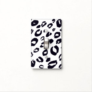Black & White LEOPARD Print Light Switch Cover
