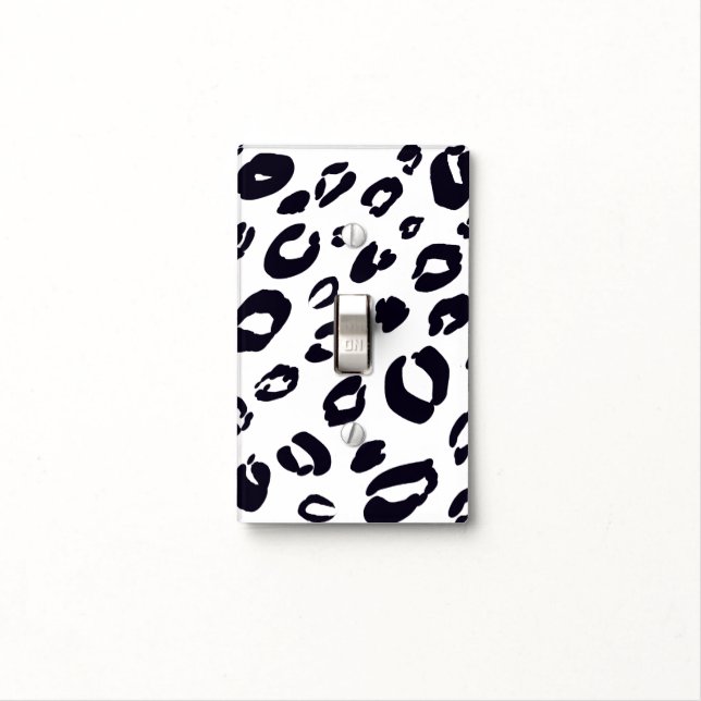 Black & White LEOPARD Print Light Switch Cover (In Situ)