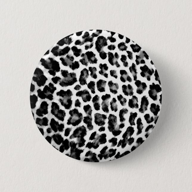 Black & White Leopard Print Pinback Button (Front)