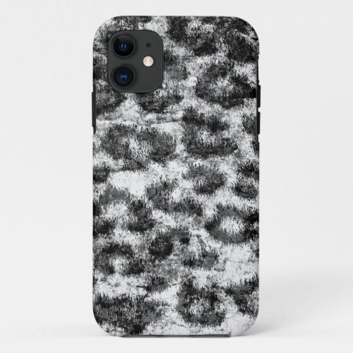 Black White Leopard Print Skin Fur iPhone 11 Case