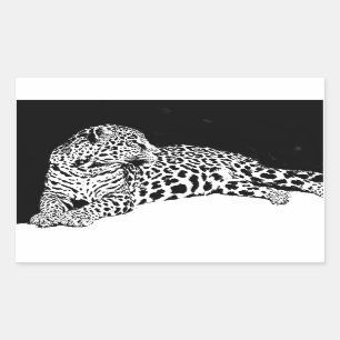 Black & White Leopard Rectangular Sticker