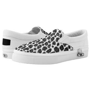 Black White Leopard Slip-on Sneakers by TeensEyeCandy at Zazzle