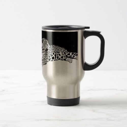 Black  White Leopard Travel Mug