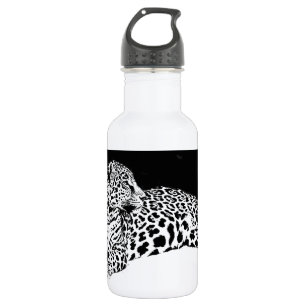 Black & White Leopard Water Bottle