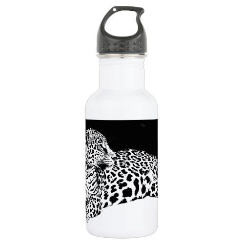Black  White Leopard Water Bottle