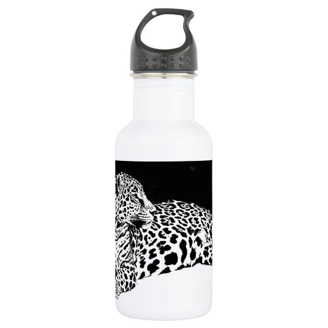 Black & White Leopard Water Bottle (Front)