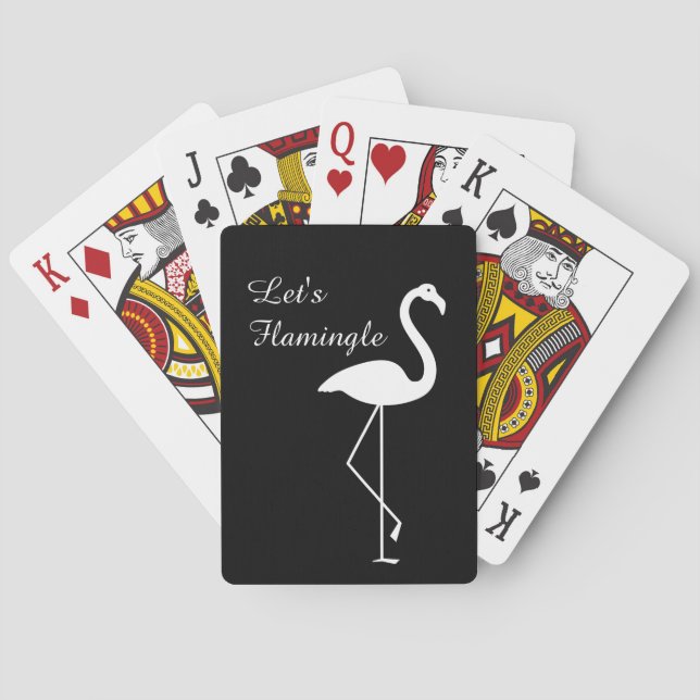 Black & White Let's Flamingle Poker Cards (Back)