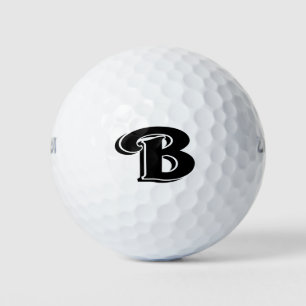 Black White Letter B Monogrammed Golf Balls