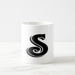 Black White Letter S Monogram Coffee Mug
