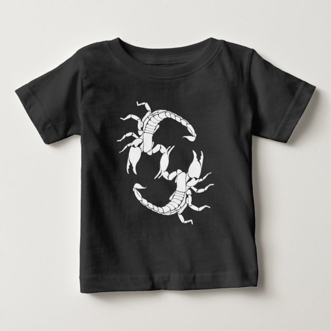 Black & White Letter S - Two Scorpions Baby T-Shirt (Front)