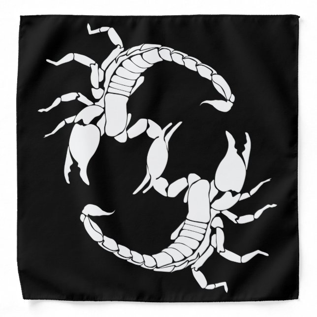 Black & White Letter S - Two Scorpions Bandana (Front)