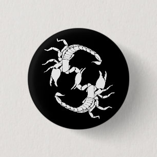 Black & White Letter S - Two Scorpions Button