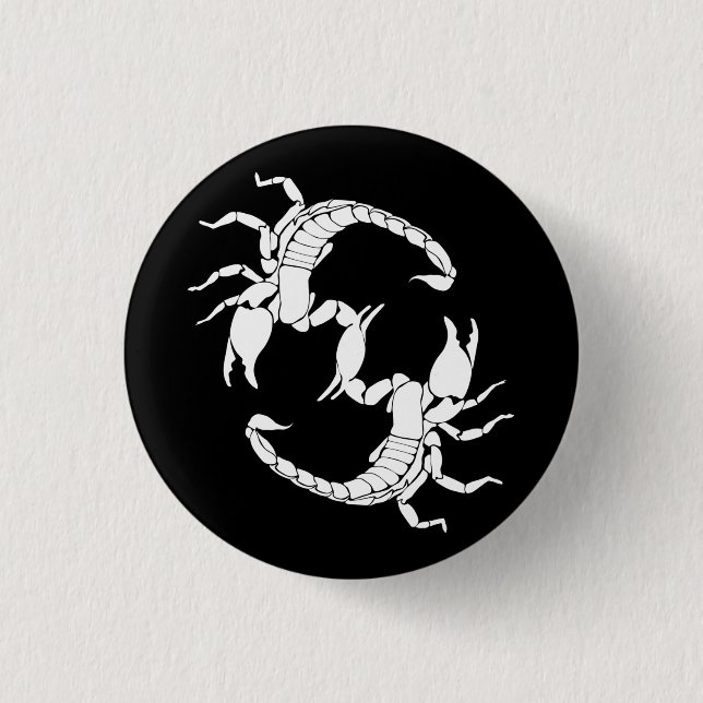 Black & White Letter S - Two Scorpions Button (Front)