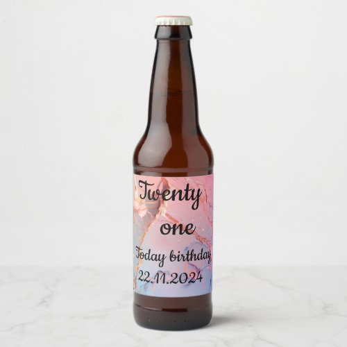 Black  White Lettering 21st Birthday Party  Beer Bottle Label