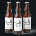 Black & White Lettering 21st Birthday Party Beer Bottle Label<br><div class="desc">This modern bottle label is perfect for a chic modern 21st birthday party. The design features black lettering " Twenty One " with custom text. You can personalize the text and background color. Matching invitation and party supplies are available at my shop BaraBomDesign. Thank you!</div>