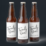 Black & White Lettering 21st Birthday Party Beer Bottle Label<br><div class="desc">This modern bottle label is perfect for a chic modern 21st birthday party. The design features black lettering " Twenty One " with custom text. You can personalize the text and background color. Matching invitation and party supplies are available at my shop BaraBomDesign. Thank you!</div>