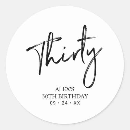 Black  White  Lettering Birthday Favor Thank you Classic Round Sticker