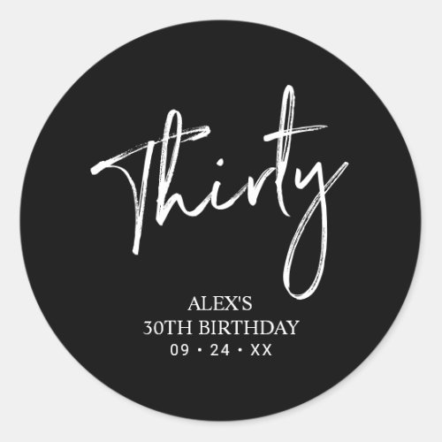 Black  White  Lettering Birthday Favor Thank you Classic Round Sticker