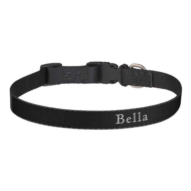 Black White Lettering Custom Name Pet Collar (Front)