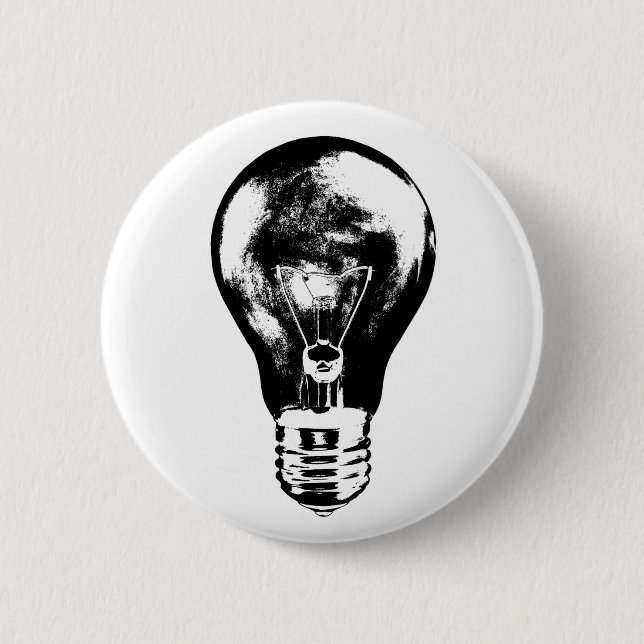 Black & White Light Bulb - Button (Front)