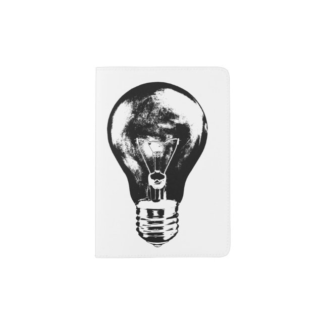 Black & White Light Bulb - Passport Holder (Front)